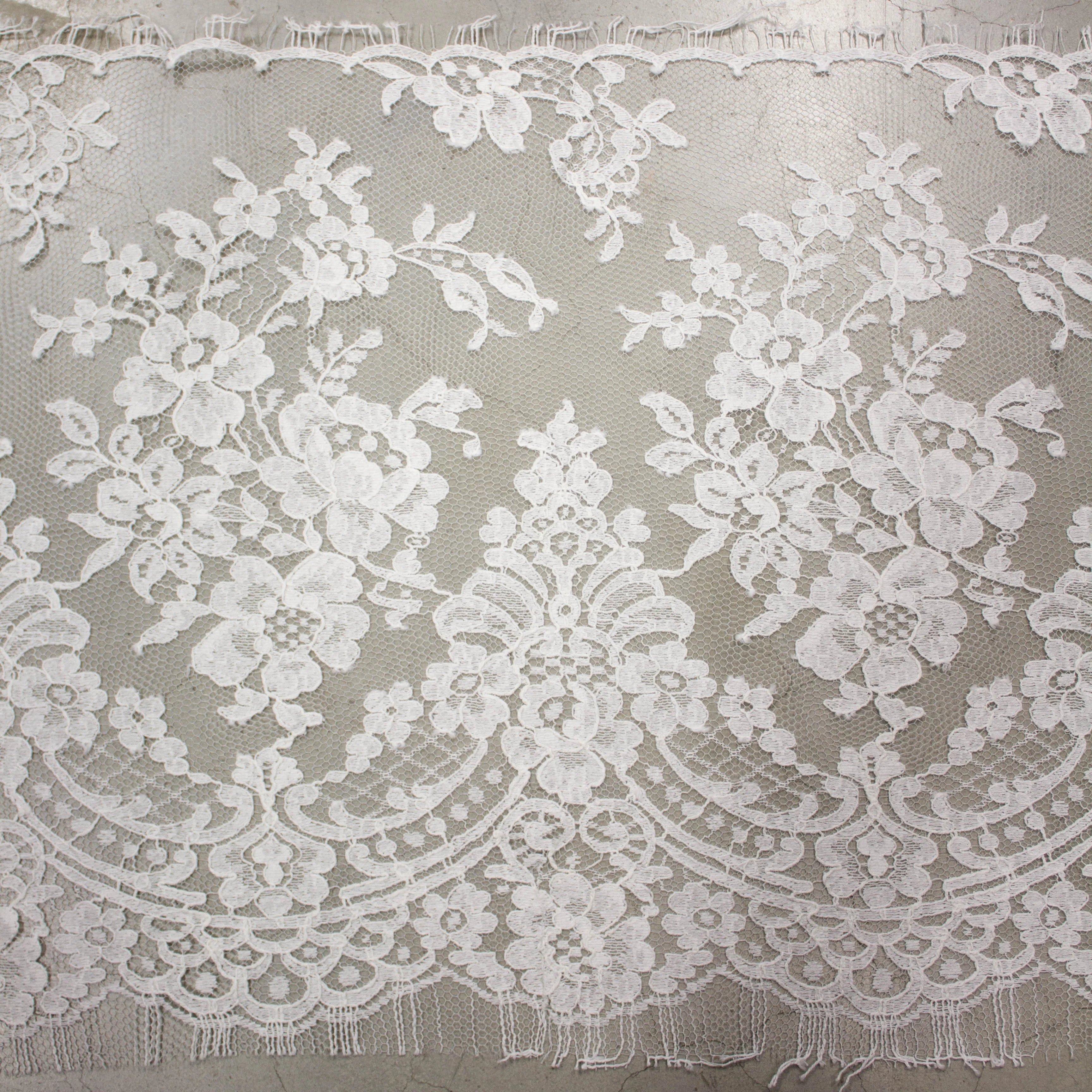 Meryl Off White Floral PolyCotton Lace