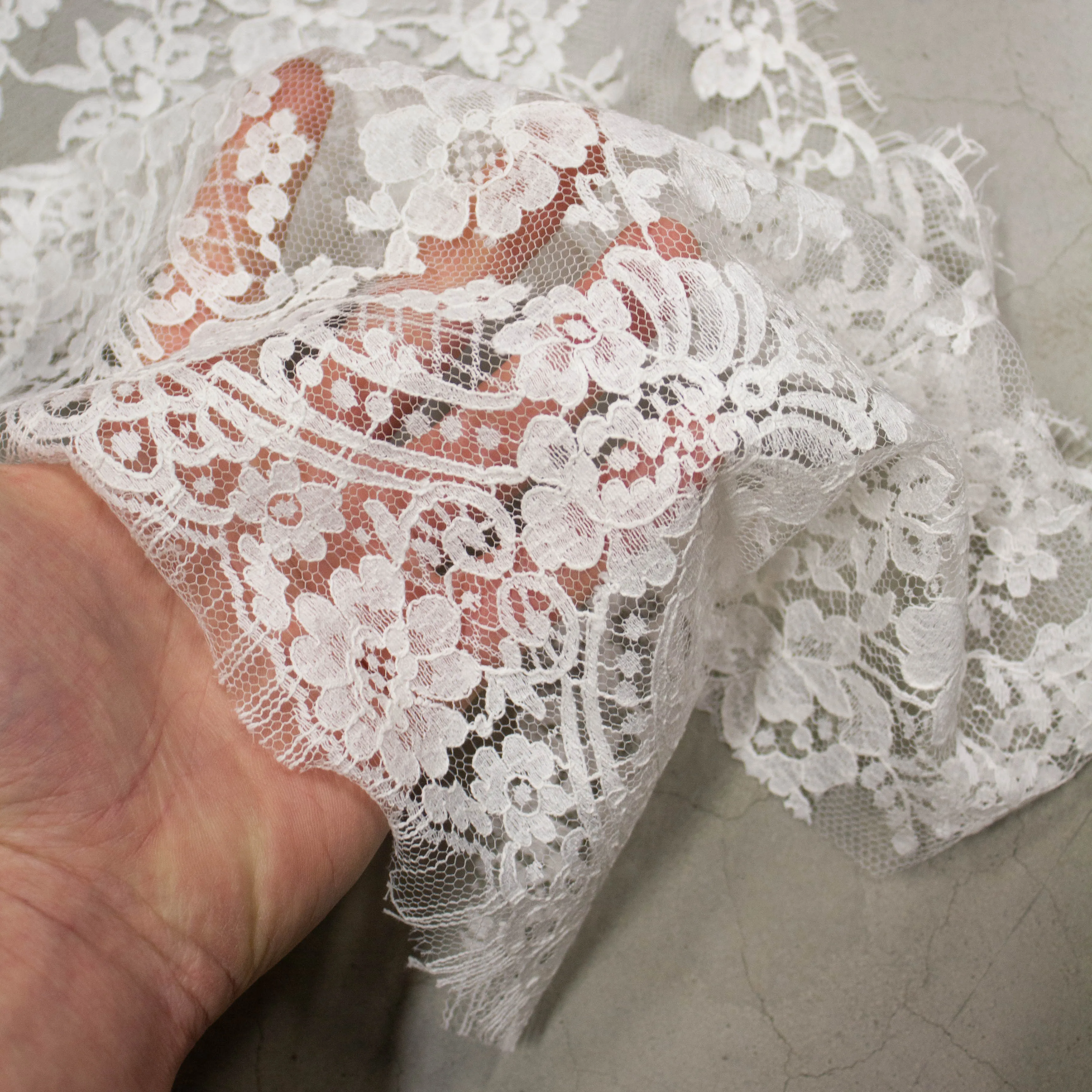 Meryl Off White Floral PolyCotton Lace