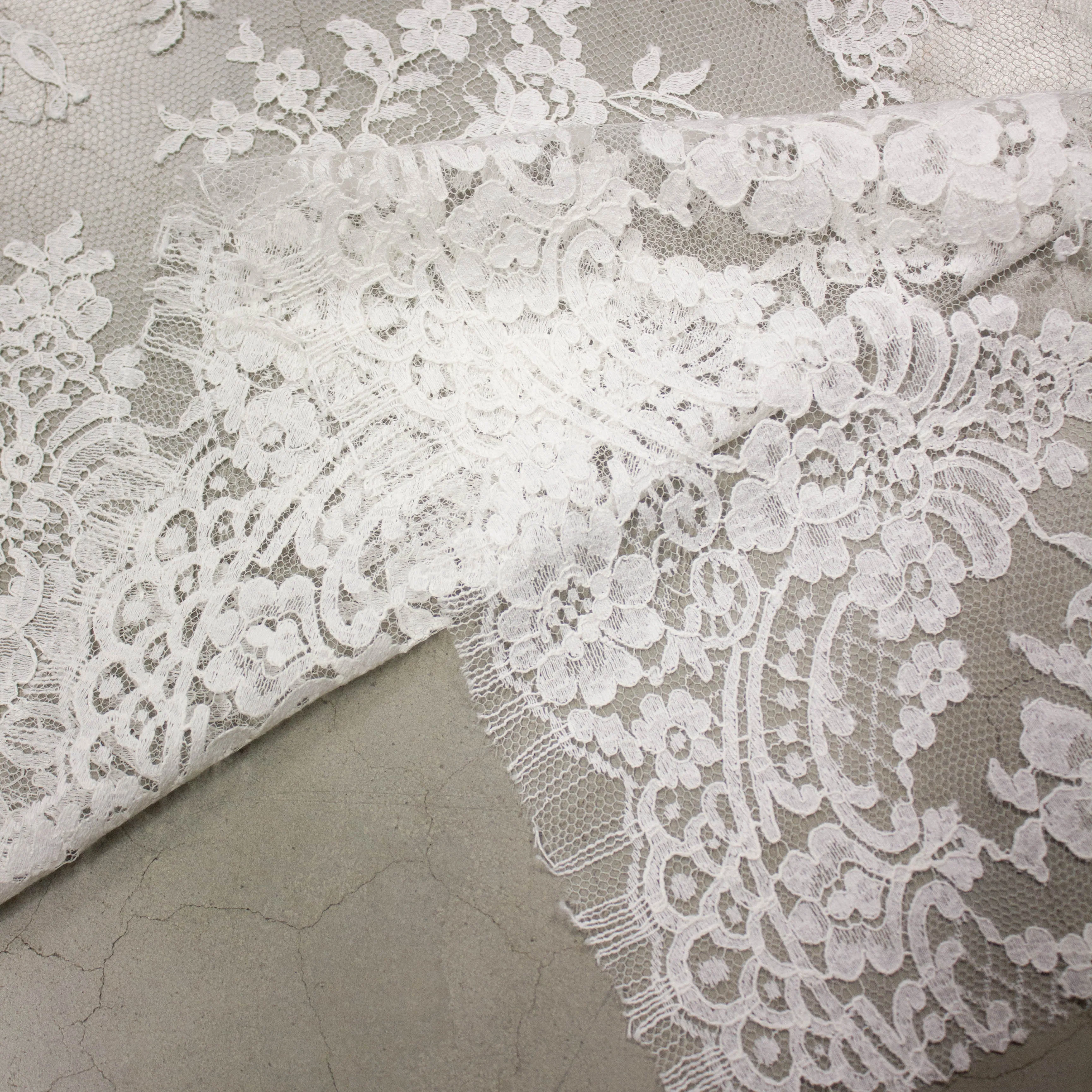 Meryl Off White Floral PolyCotton Lace