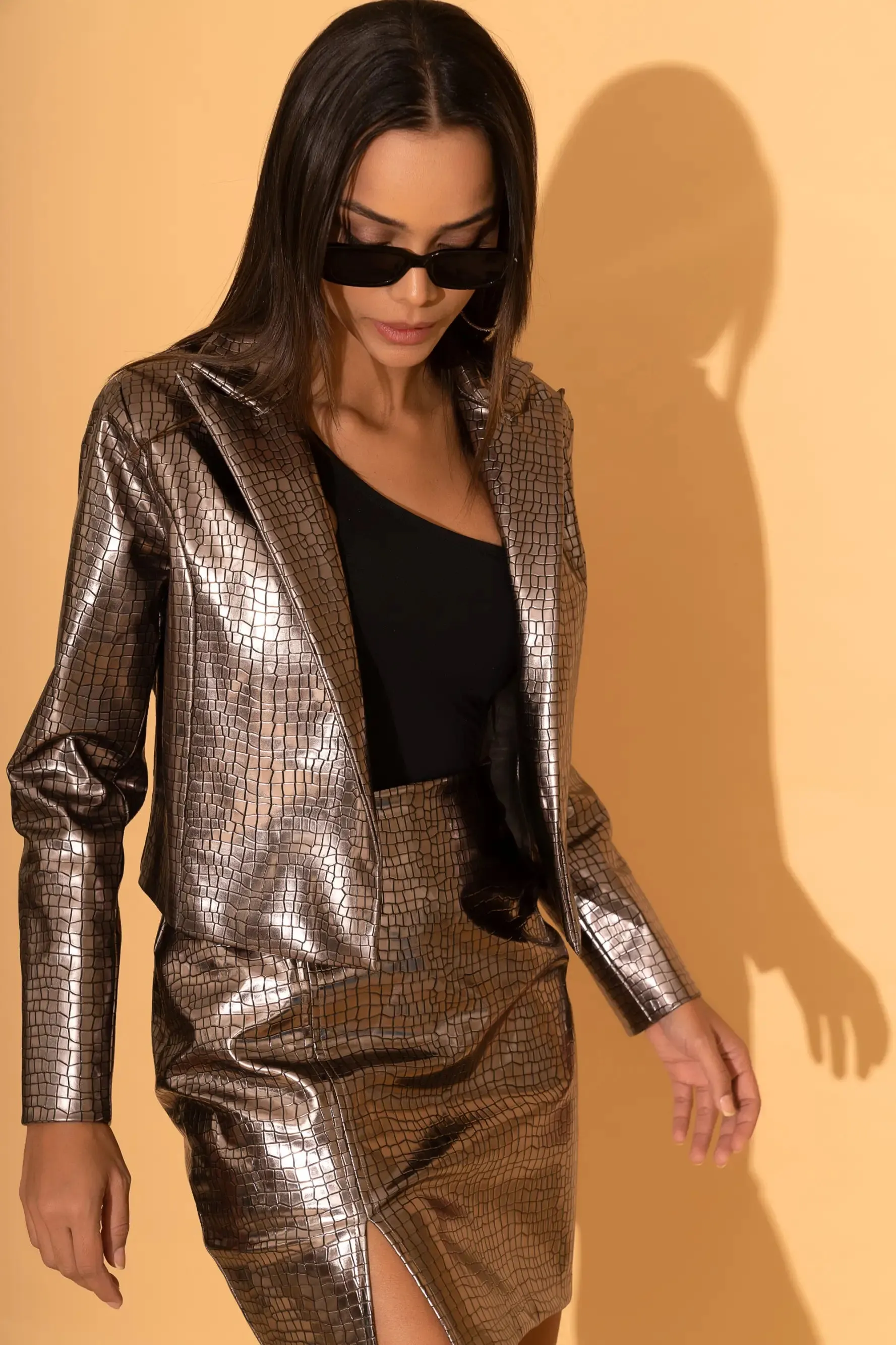 Metallic Croc Blazer