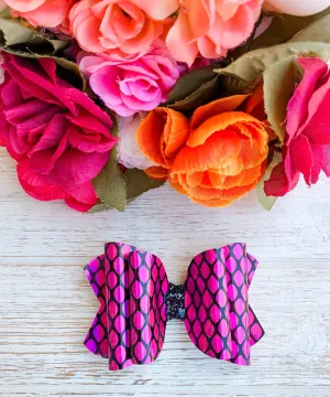 Metallic Mermaid Faux Leather Glitter Bow Headband | Hair Clip