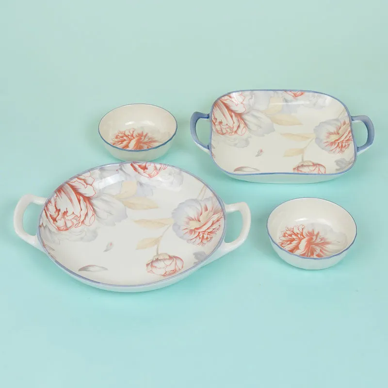 Mida Floral Serving Set - Four Piece Set