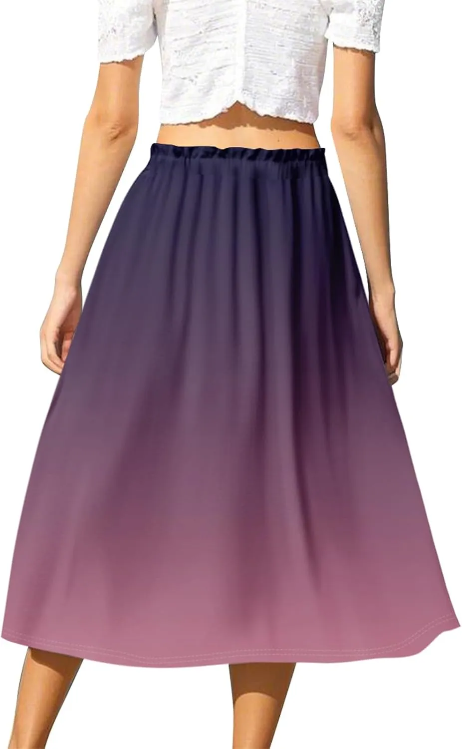 Midi Boho Floral Skirts for Women Trendy A Line Skirt Drawstring High Elastic Waist Comfy Flowy Skorts