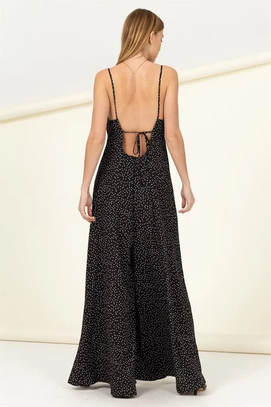 Midnight Stardust Sweetheart Neck Jumpsuit - Black
