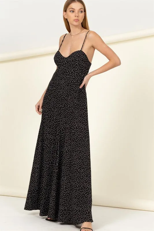 Midnight Stardust Sweetheart Neck Jumpsuit - Black