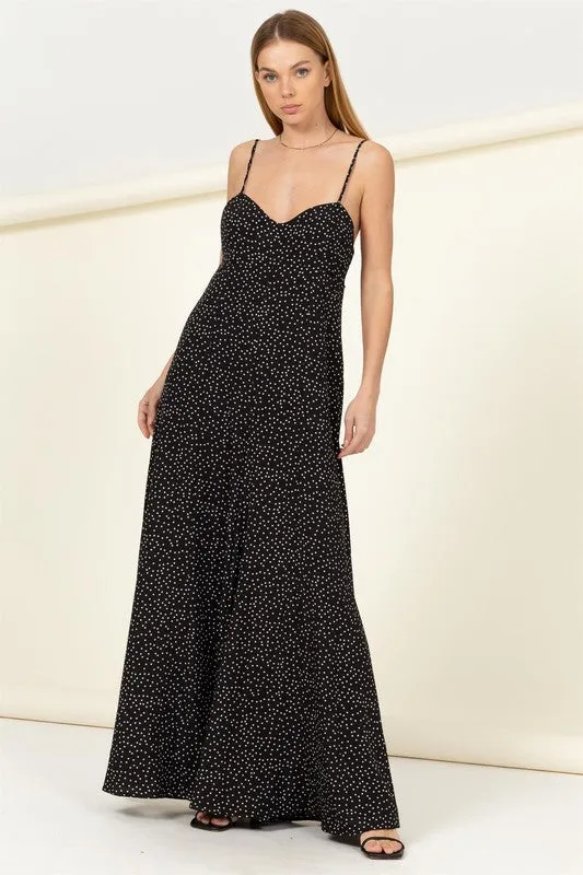 Midnight Stardust Sweetheart Neck Jumpsuit - Black