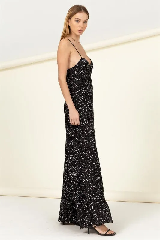 Midnight Stardust Sweetheart Neck Jumpsuit - Black