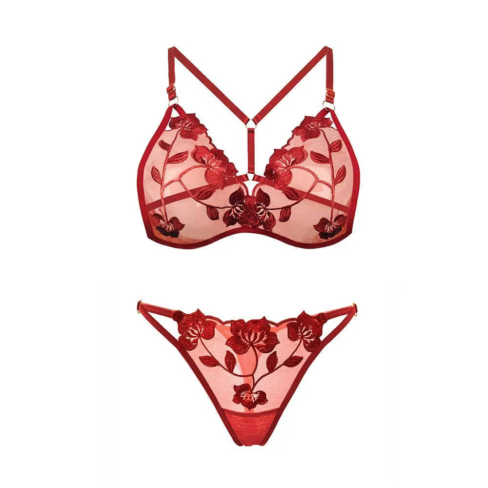 Milan Two Piece Floral Embroidered Lingerie Set
