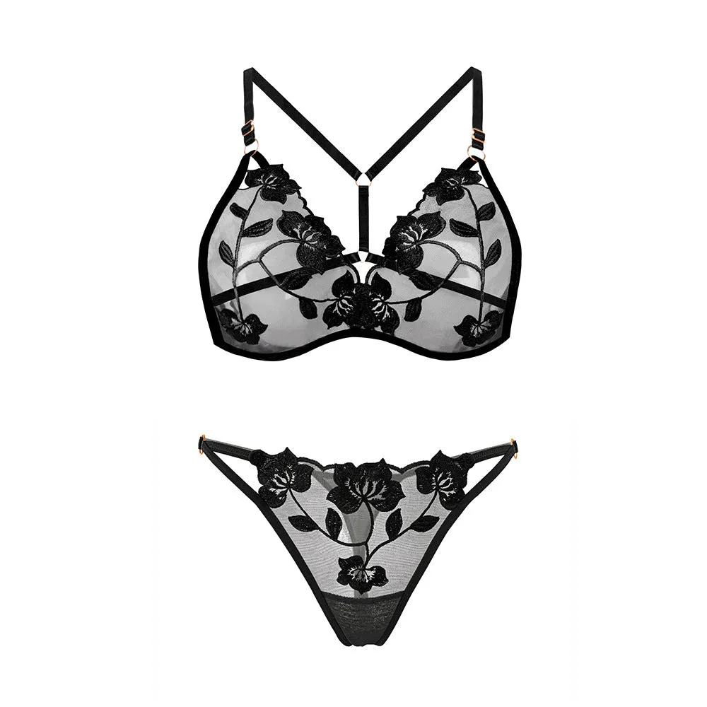 Milan Two Piece Floral Embroidered Lingerie Set
