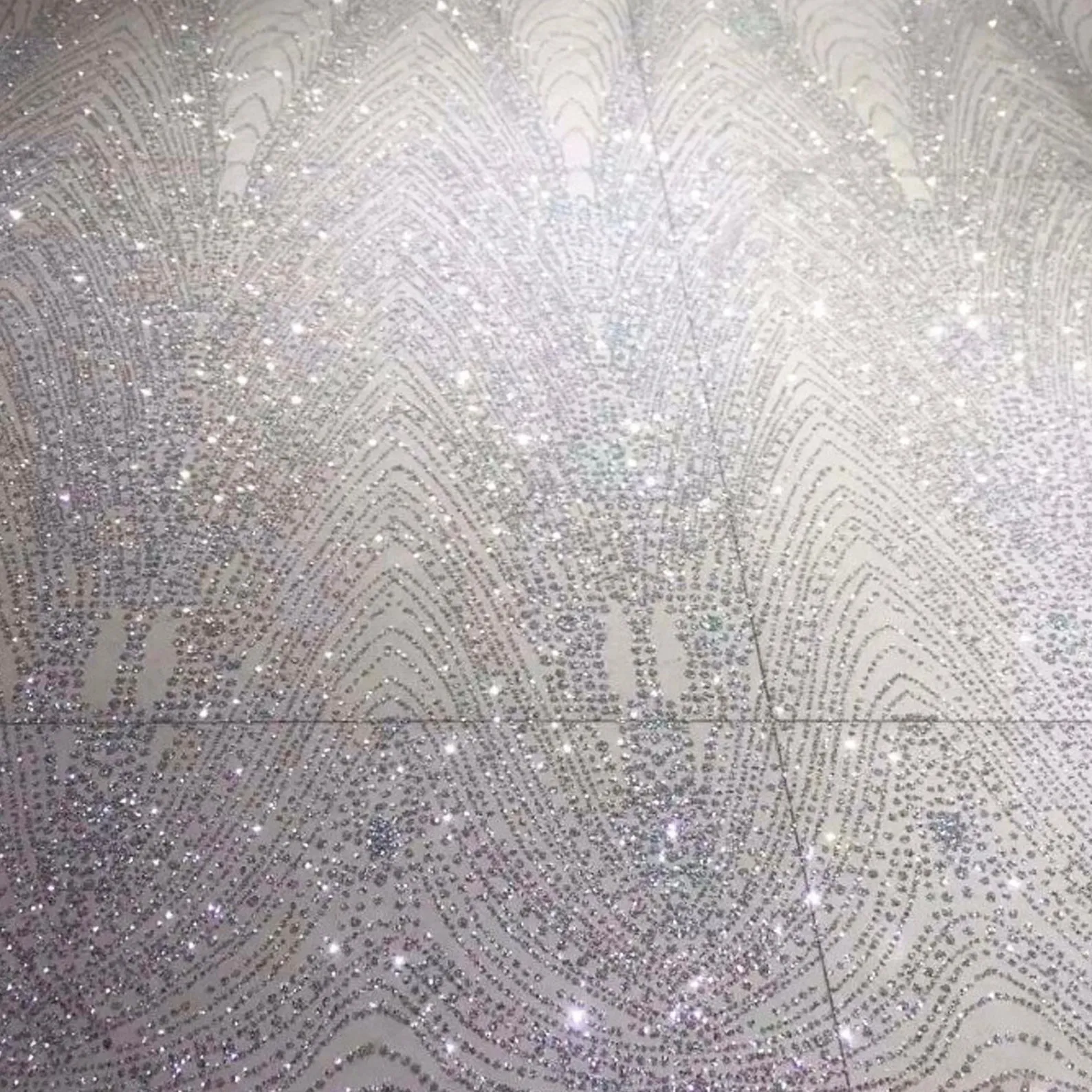 Mileos SILVER Glitter Geometric Embroidery Mesh Dress Fabric / 2 COLORS