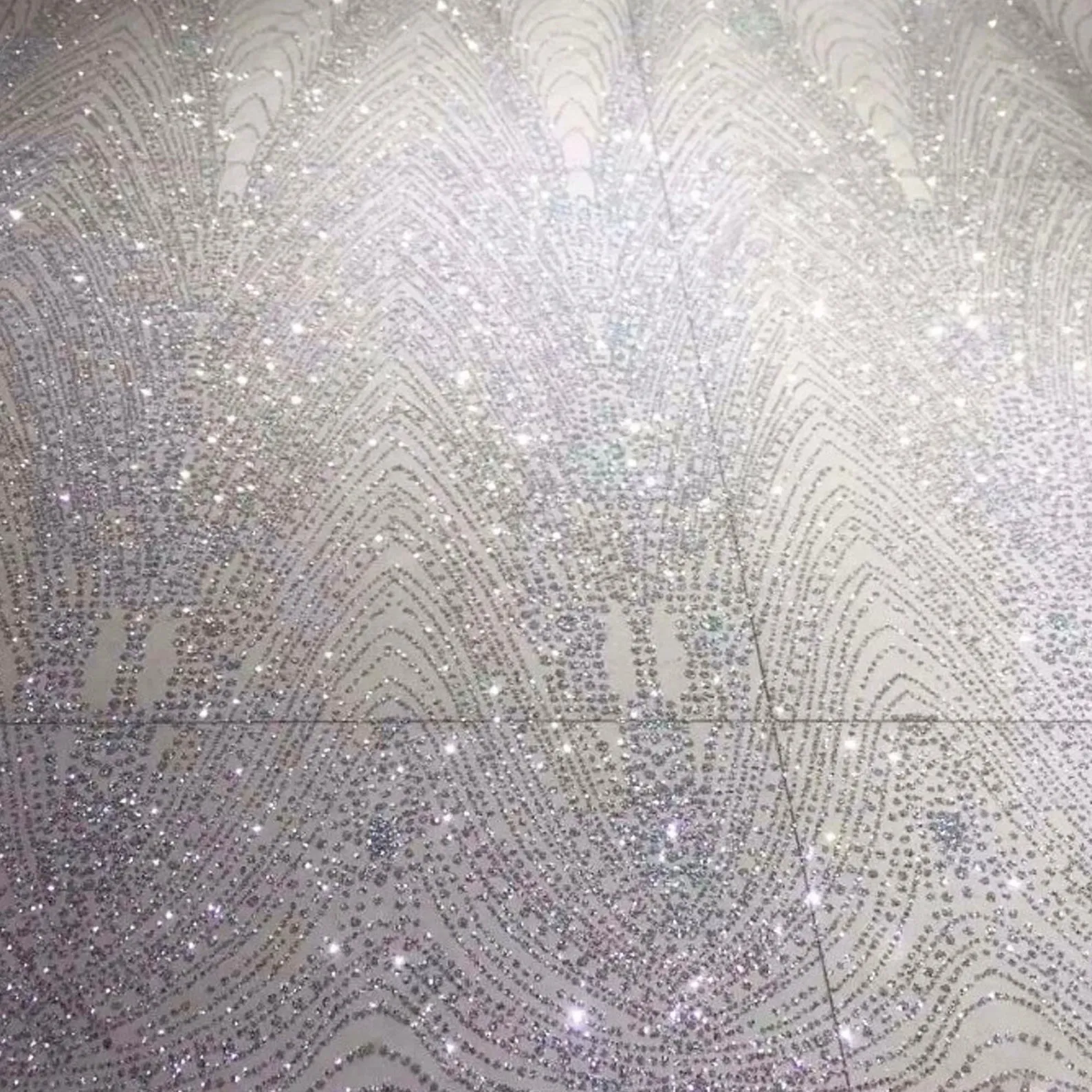 Mileos SILVER Glitter Geometric Embroidery Mesh Dress Fabric / 2 COLORS
