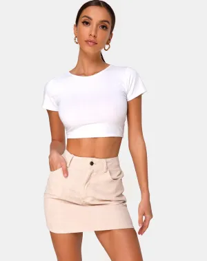 Mini Broomy Skirt in Cord Stone
