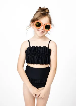 Mini Oversized Ruffle Top | Black
