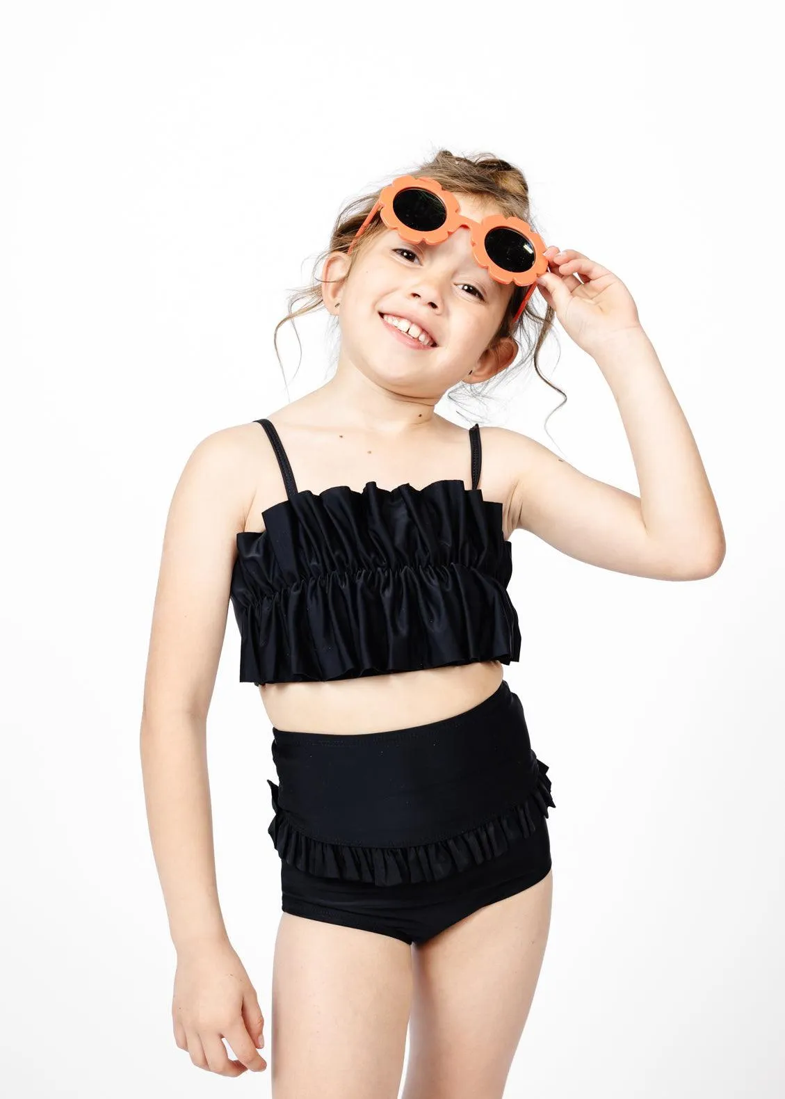 Mini Oversized Ruffle Top | Black