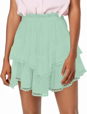 Mini Skirts for Women High Waisted Flowy Shorts for Women Casual Boho Ruffled Tiered Pleated Crochet Tennis Skorts Cute