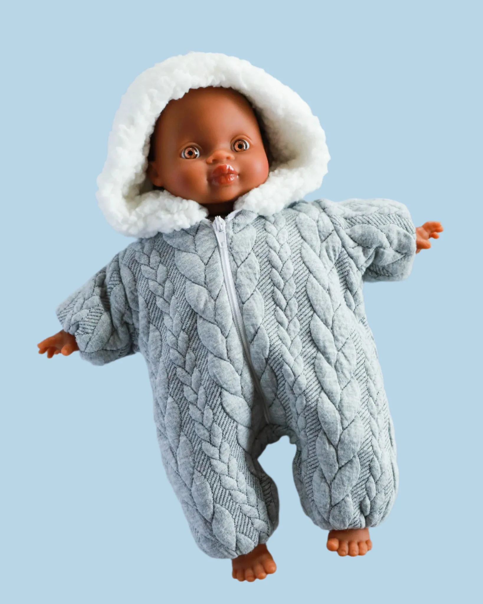 Minikane Doll Clothes | Soft Body Doll Snowsuit - Grey
