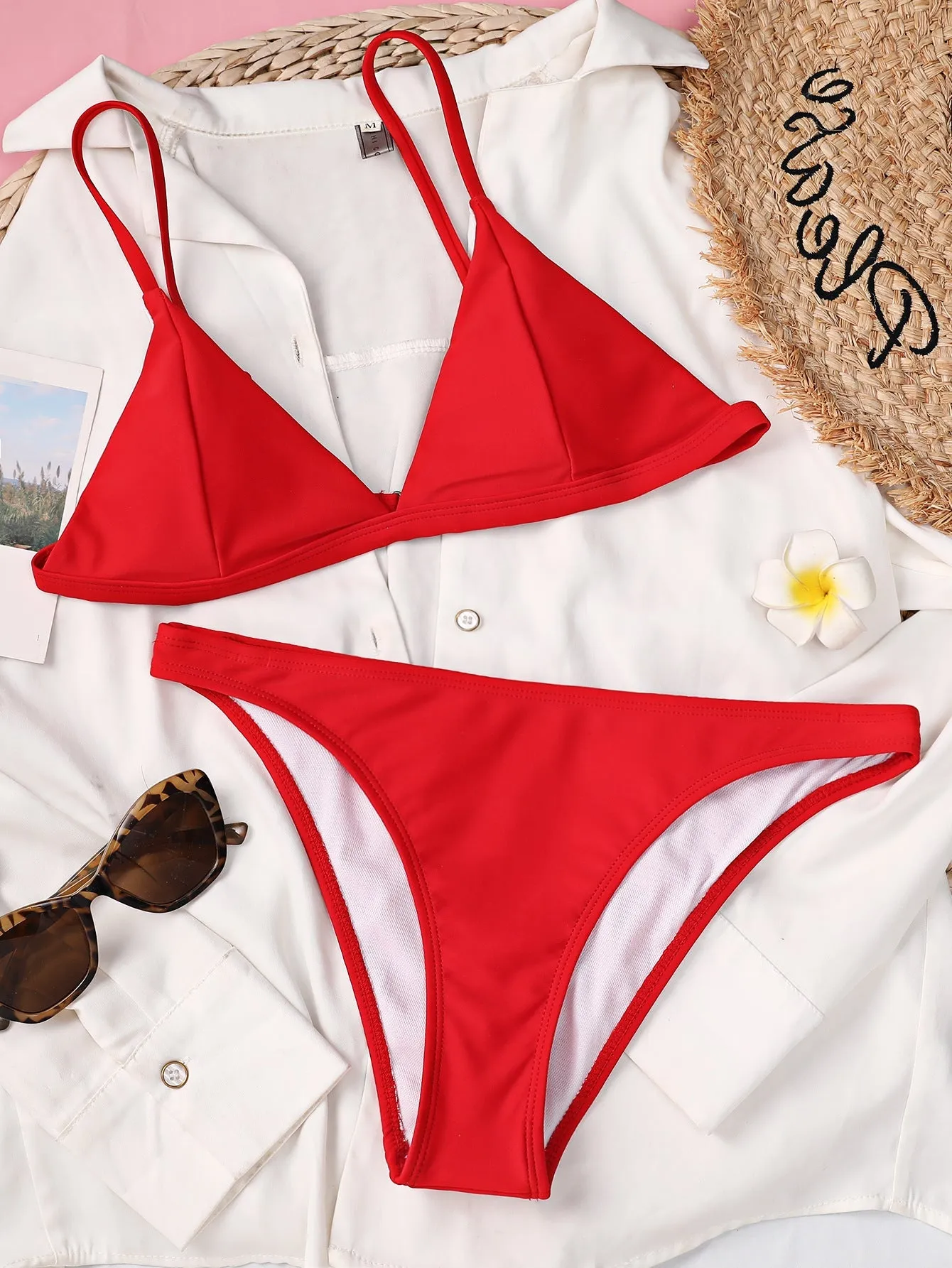 Minimal Triangle Bralette Cheeky Bikini Set
