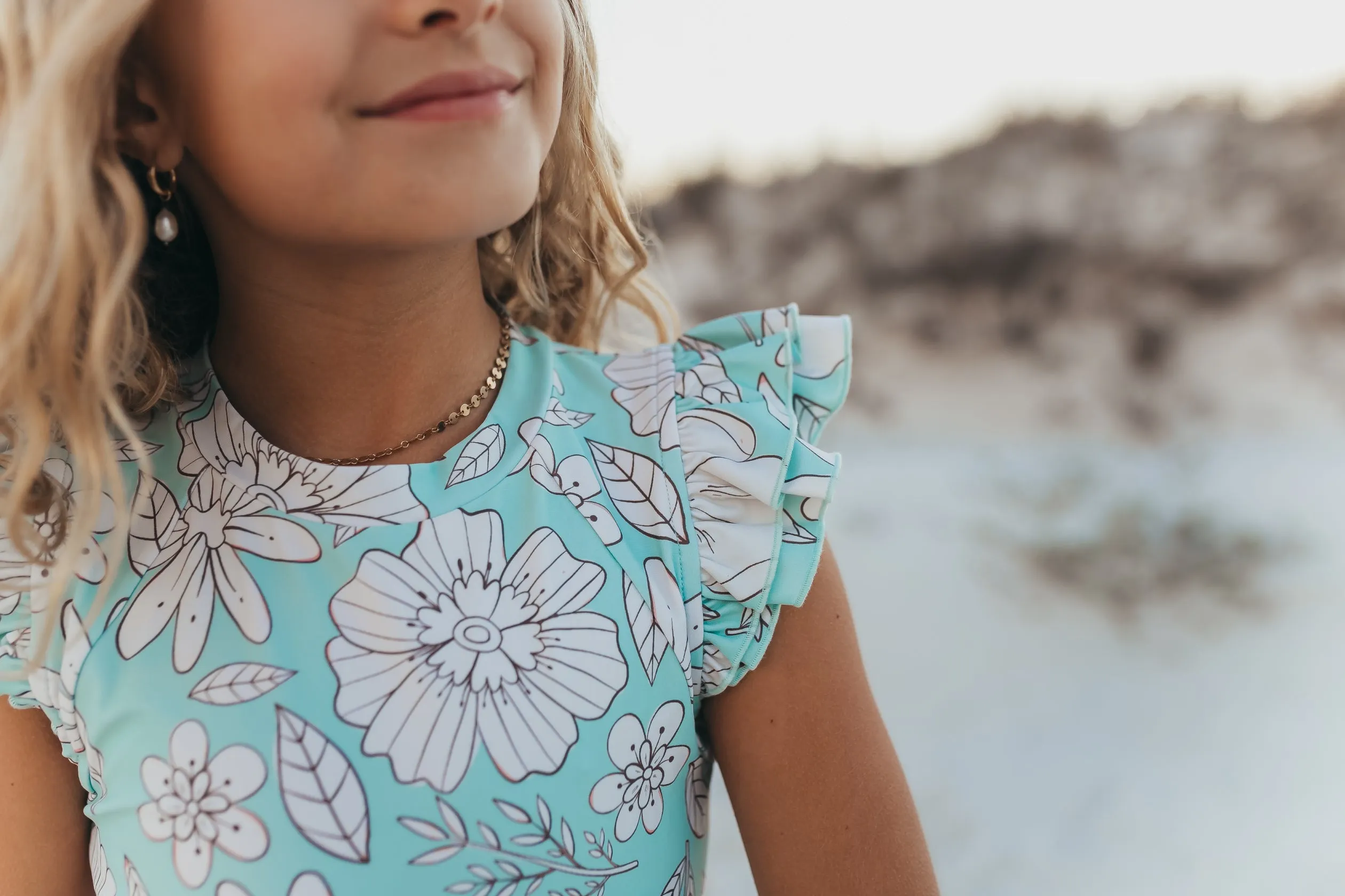 Mint Floral Open Back Swimsuit