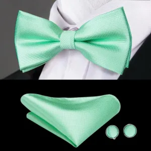 Mint Green Solid Stripes Matching Bowtie Set (3pc)