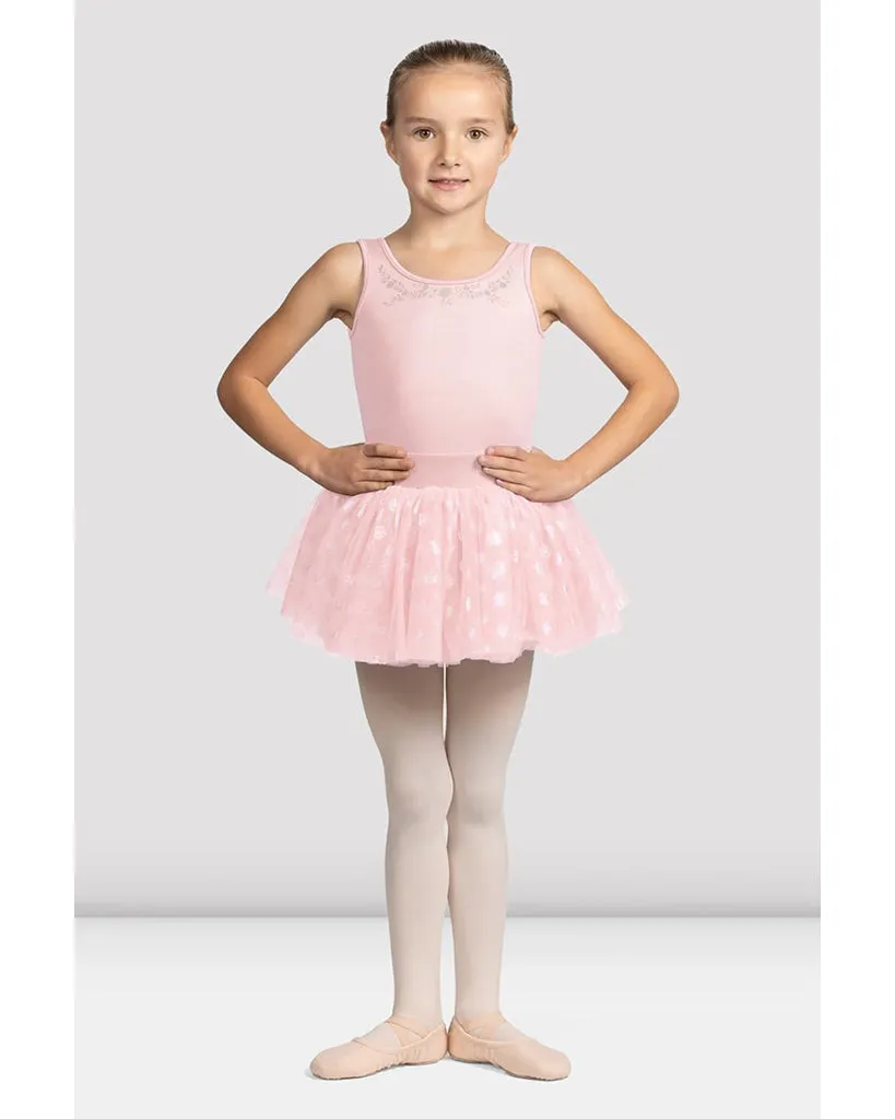 Mirella Sweetheart Neck Floral Iridescent Printed Mesh Tank Tutu Ballet Dress - M490C Girls