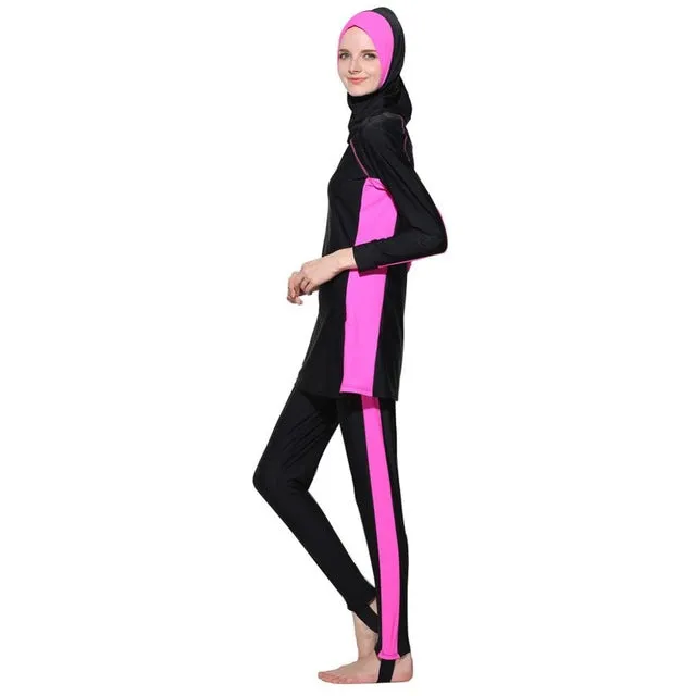 Modest Muslim Swimsuit Women Swimwear Printed Floral Summer Hajib Islamic Swimsuit Anti-UV Girl's Beachwear Burkinis 3 Pcs