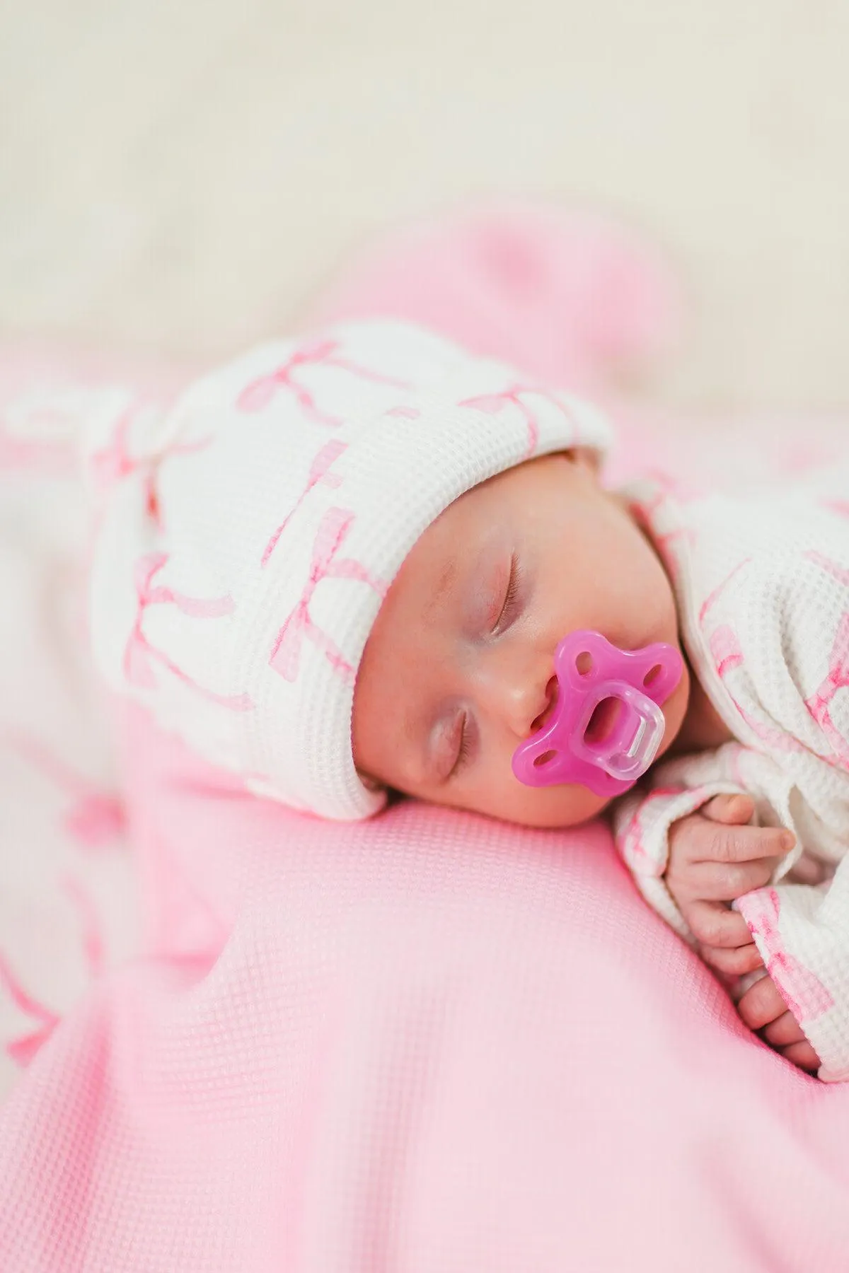 Mom & Me - Blushing Bows Waffle Knit Pajamas