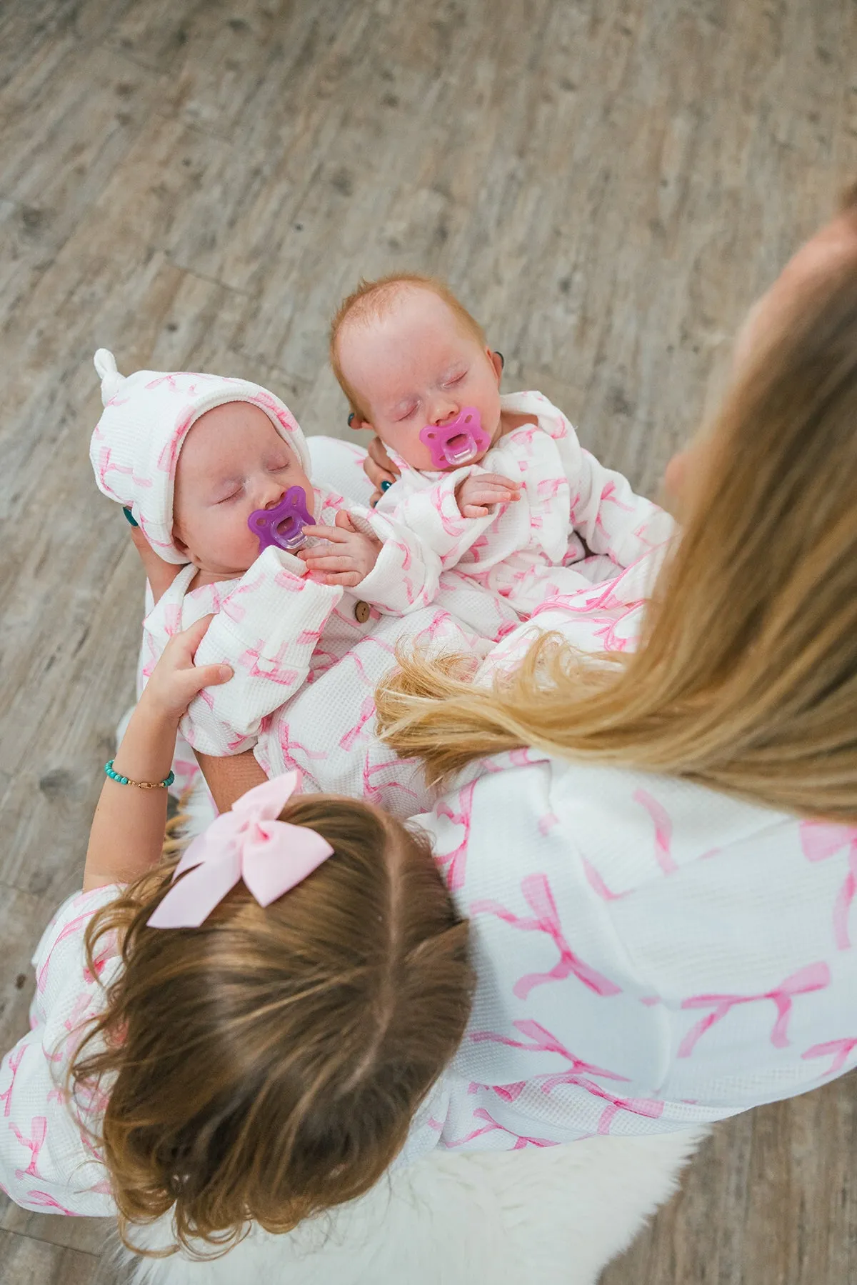Mom & Me - Blushing Bows Waffle Knit Pajamas