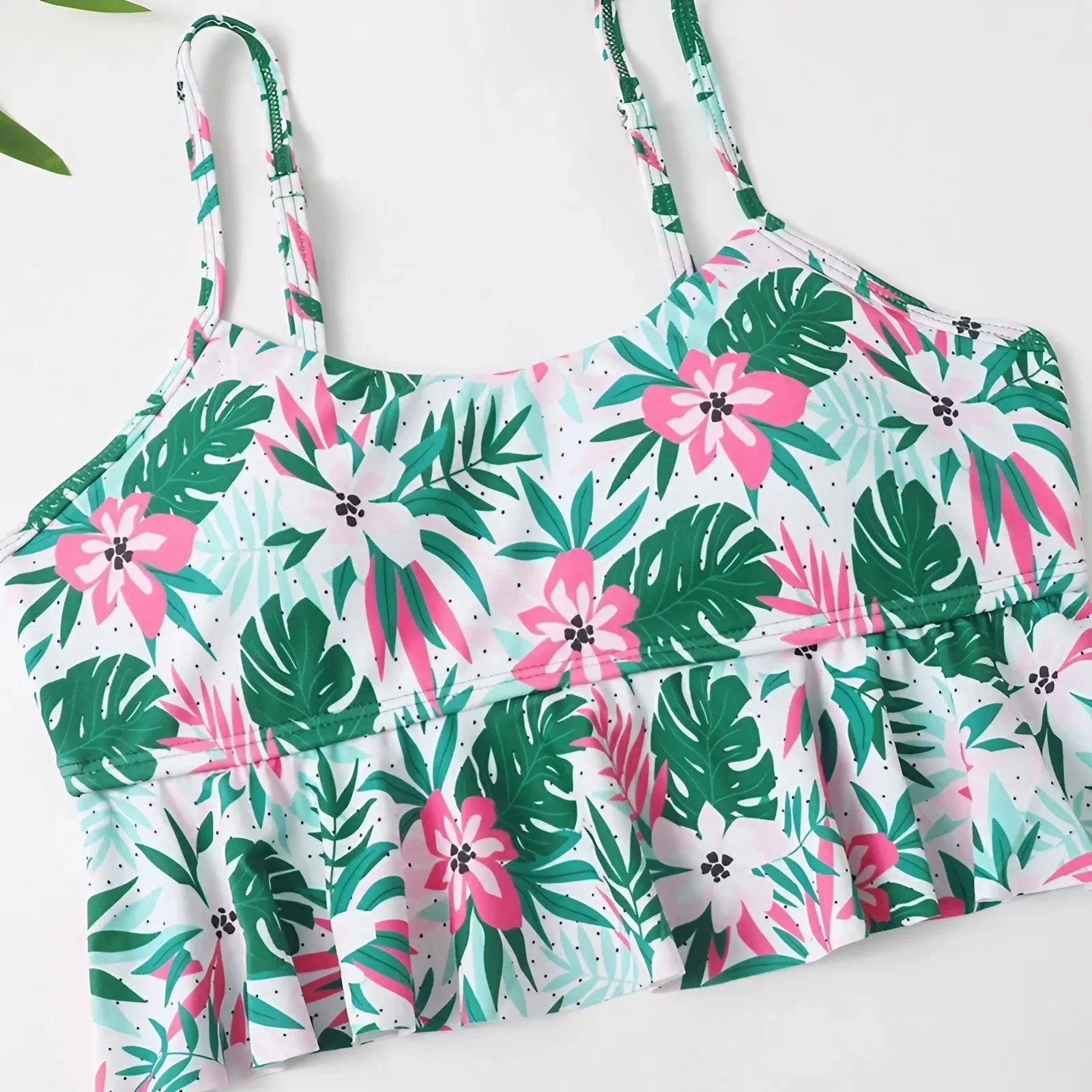 Mommy and Me Matching Swimsuit Green Floral Bikini Set Bathing Suit
