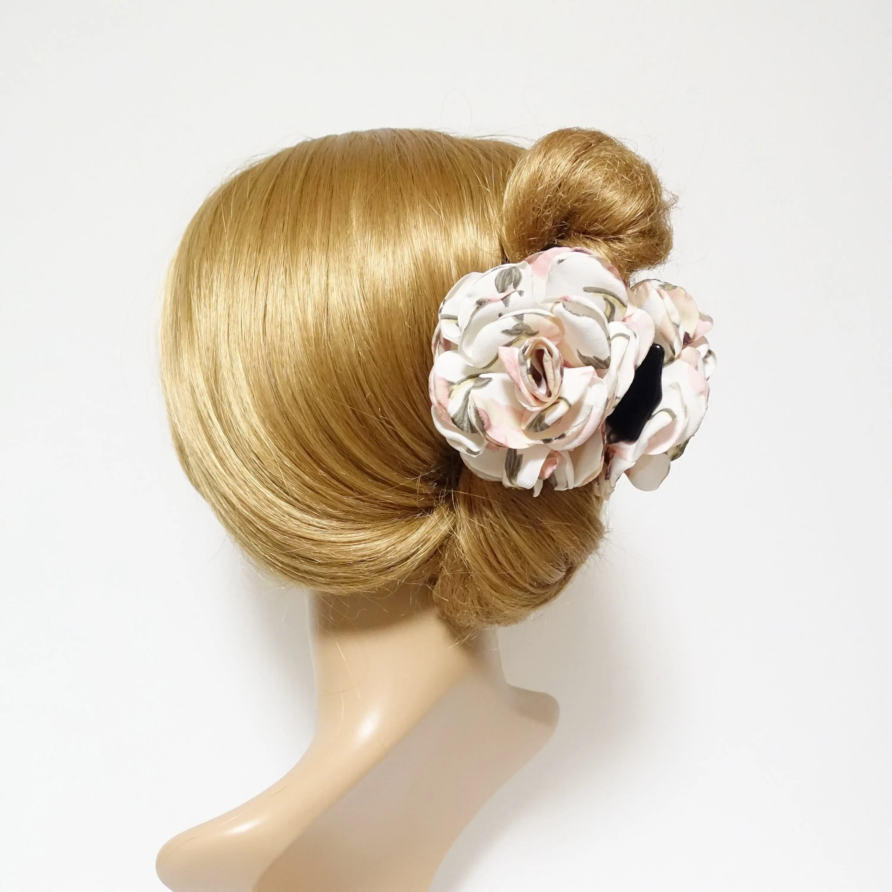multi color tone flower hair claw leaf print petal flower hair jaw claw for women