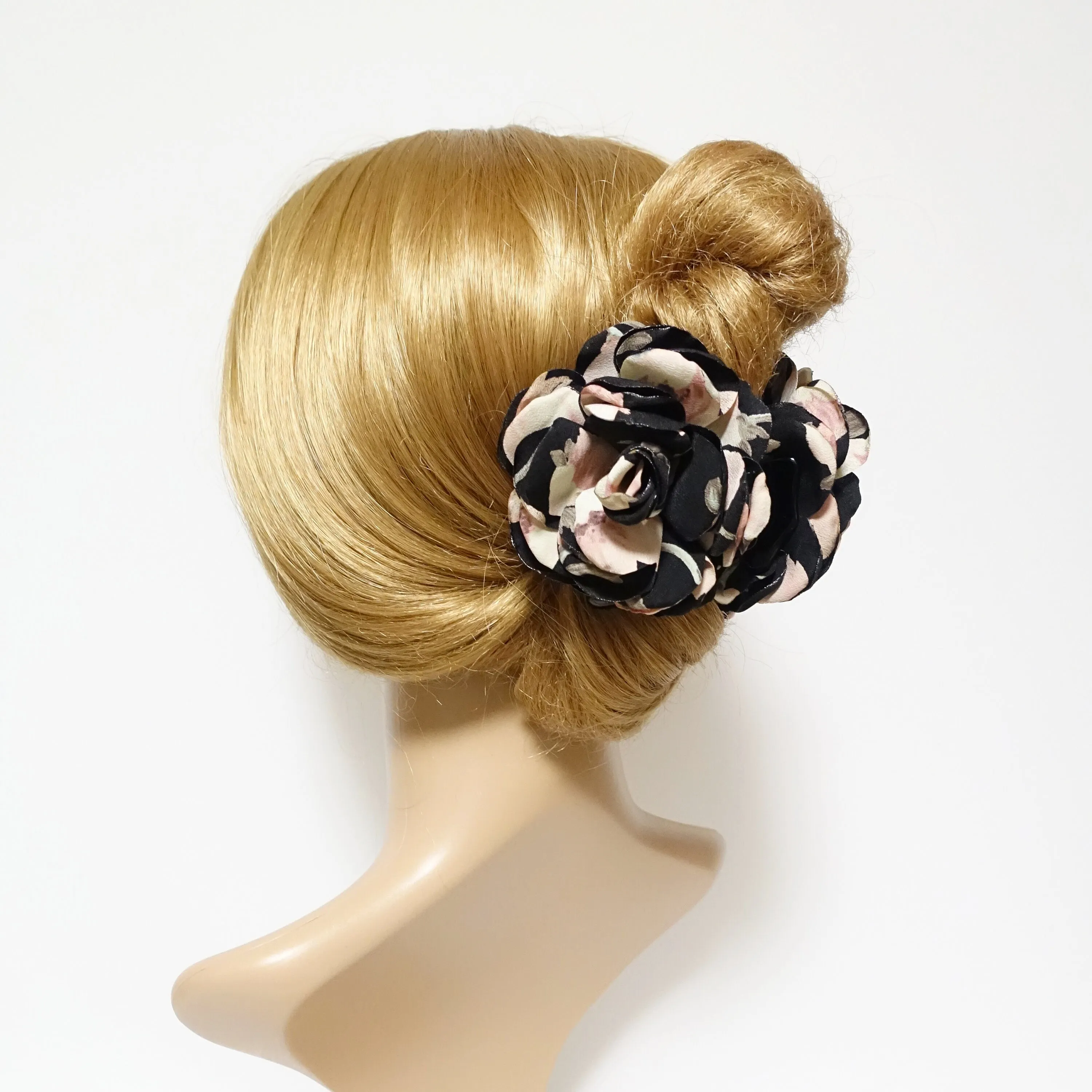 multi color tone flower hair claw leaf print petal flower hair jaw claw for women