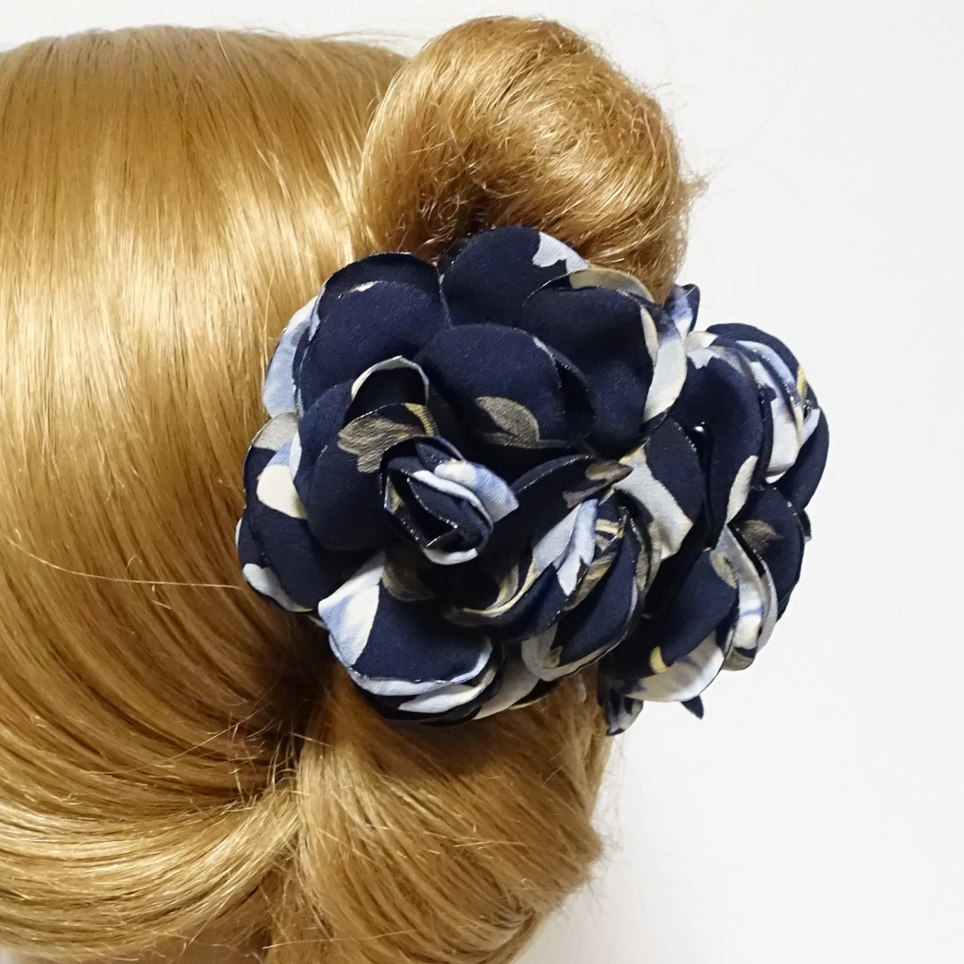 multi color tone flower hair claw leaf print petal flower hair jaw claw for women