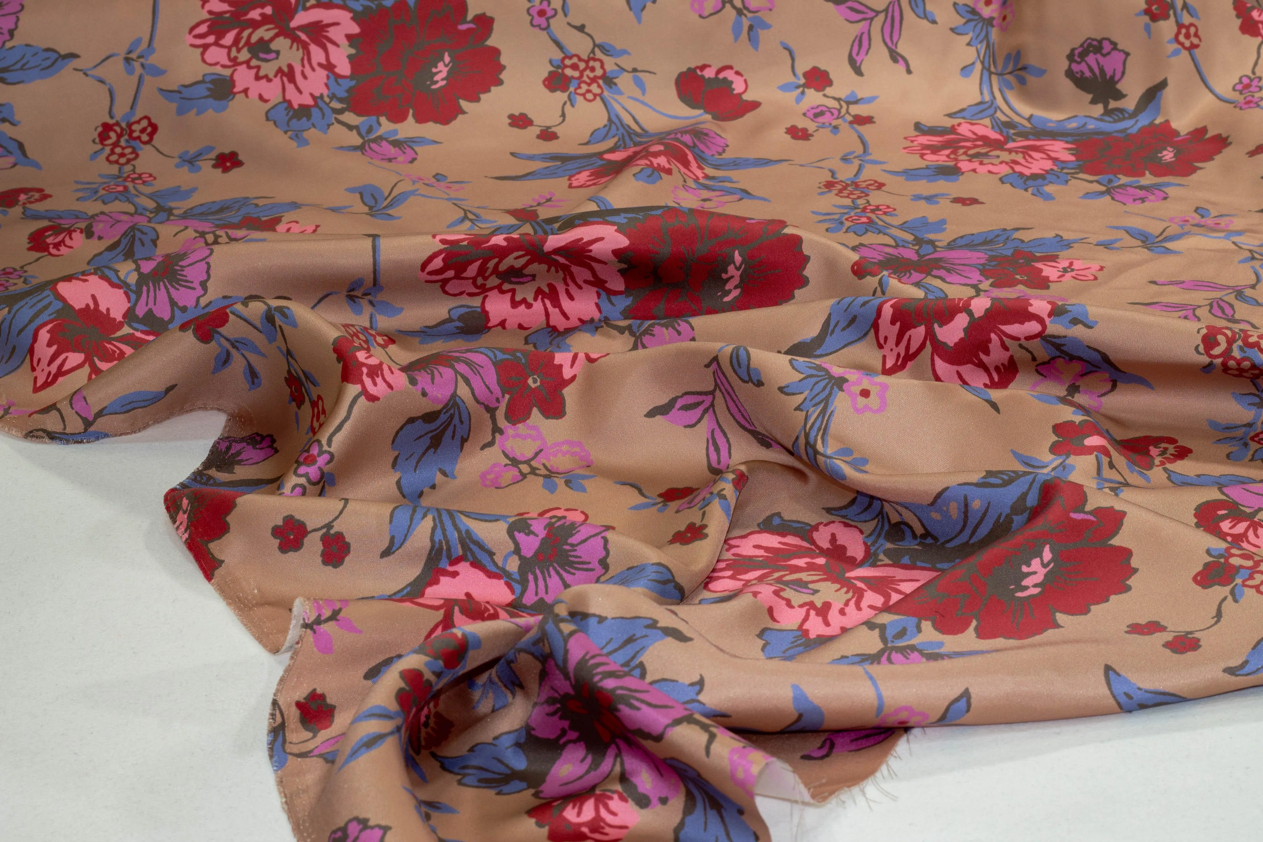 Multicolor Floral Silk Charmeuse