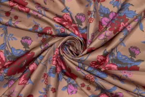Multicolor Floral Silk Charmeuse
