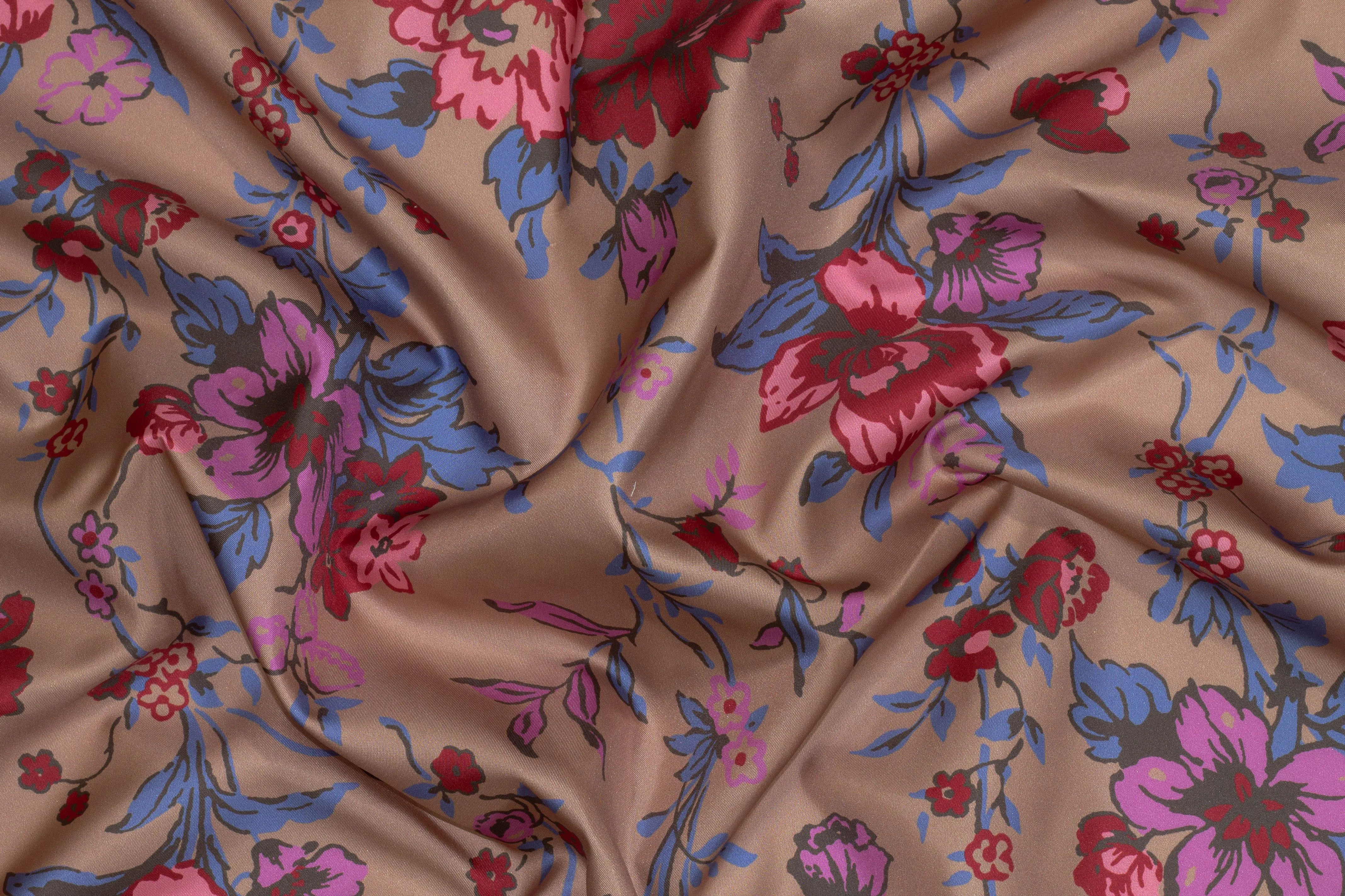 Multicolor Floral Silk Charmeuse