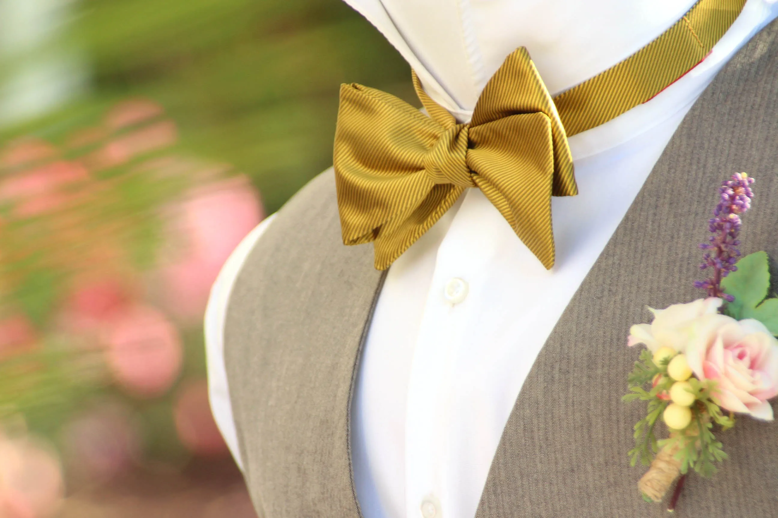 Mustard Solid Self-Tied Bow Tie