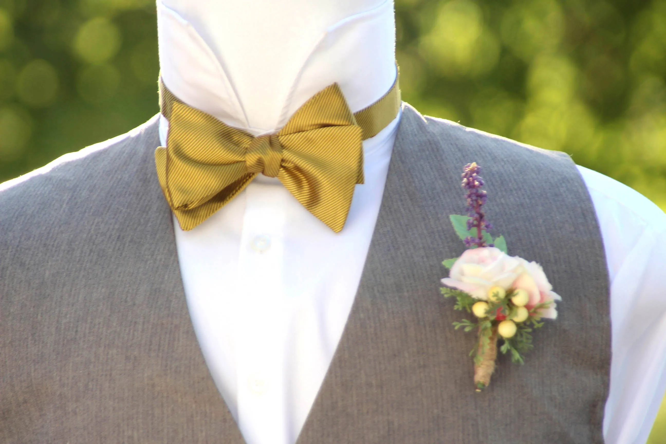 Mustard Solid Self-Tied Bow Tie