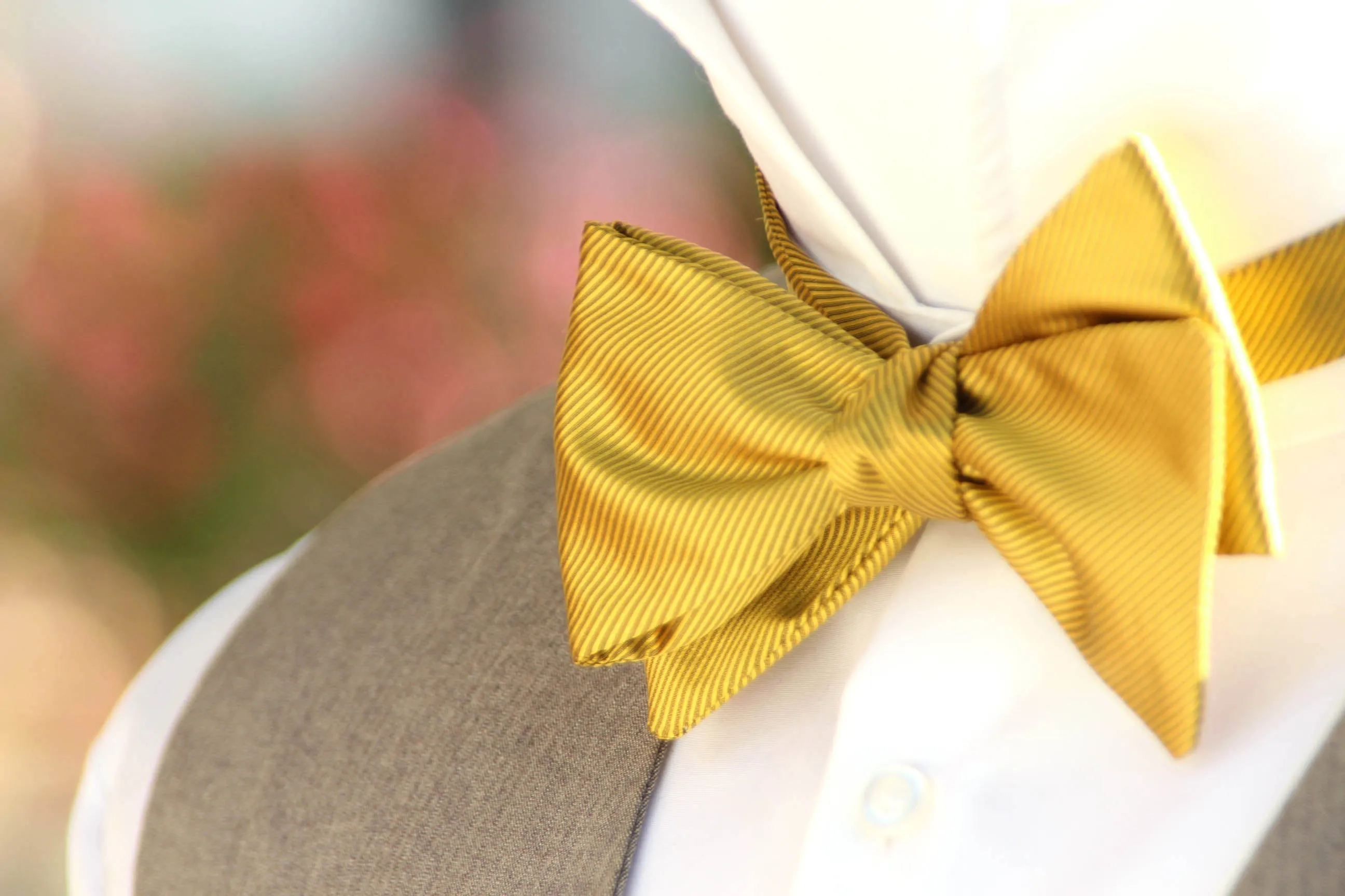Mustard Solid Self-Tied Bow Tie