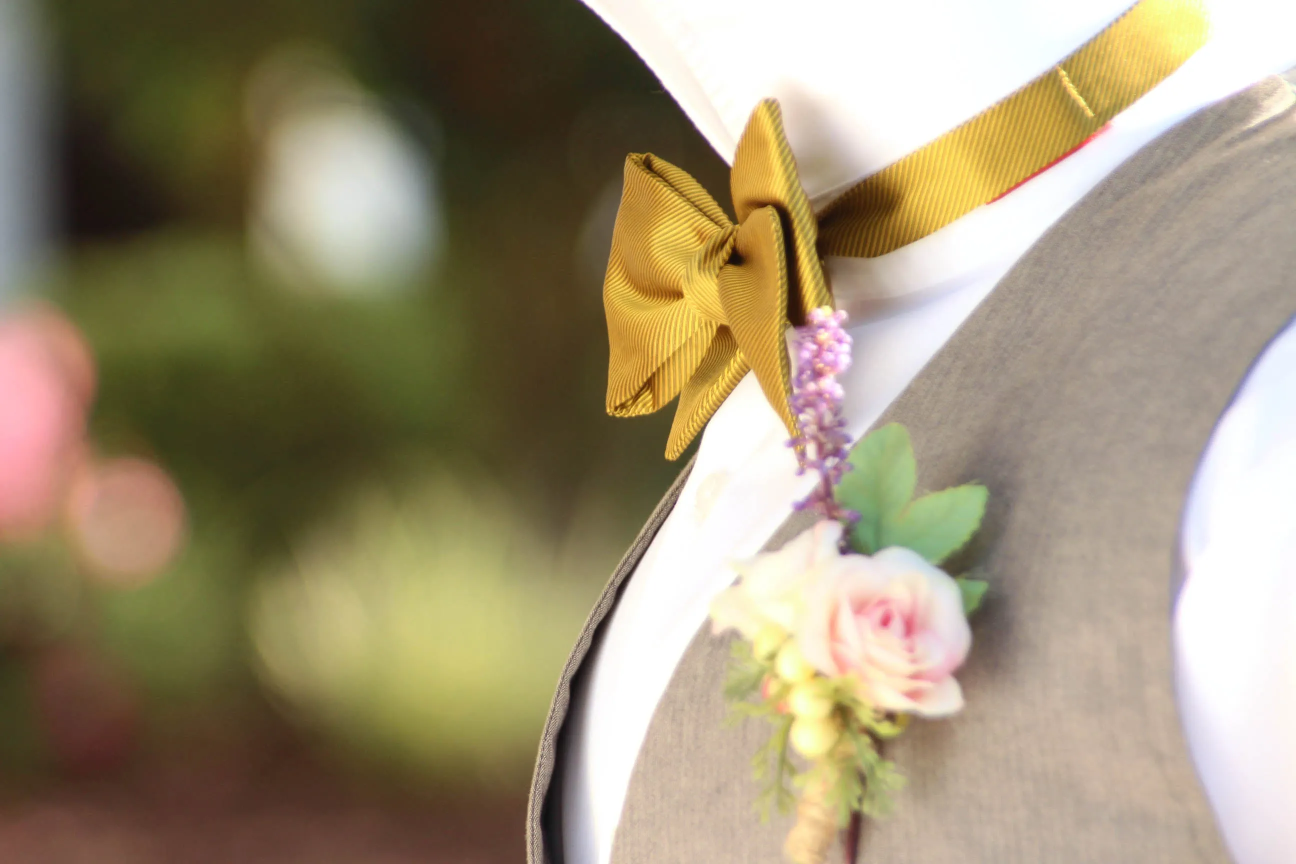 Mustard Solid Self-Tied Bow Tie