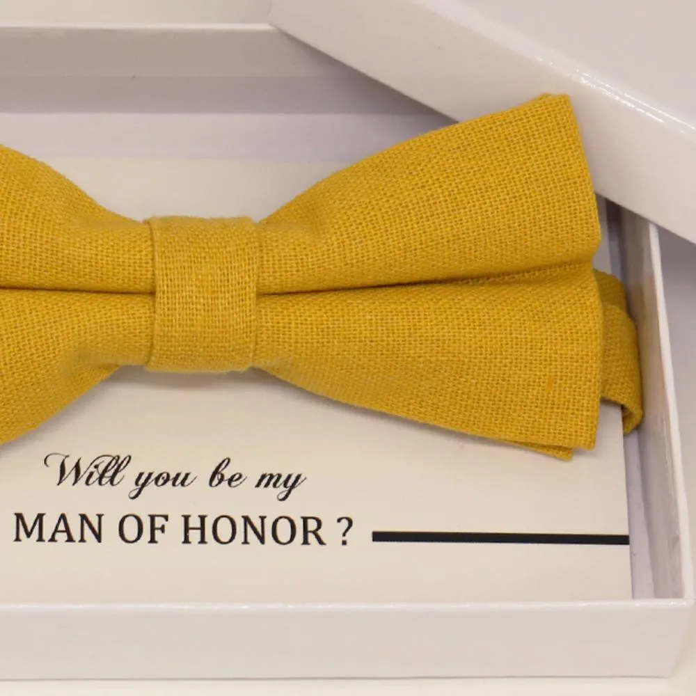 Mustard yellow bow tie, Best man request gift, Groomsman bow tie, Man of honor gift, Best man bow tie, best man gift, man of honor request