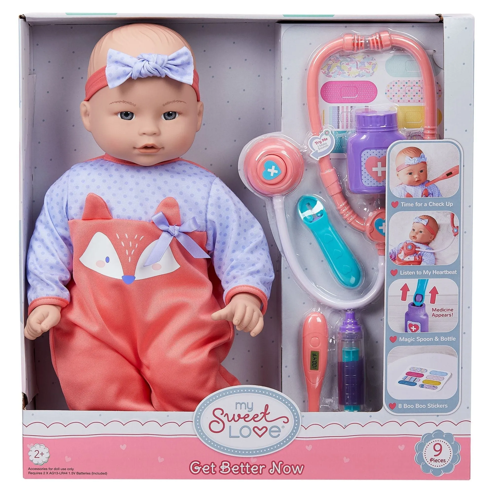 My Sweet Love 16" Get Better Now Baby Doll Play Set, Light Skin Tone