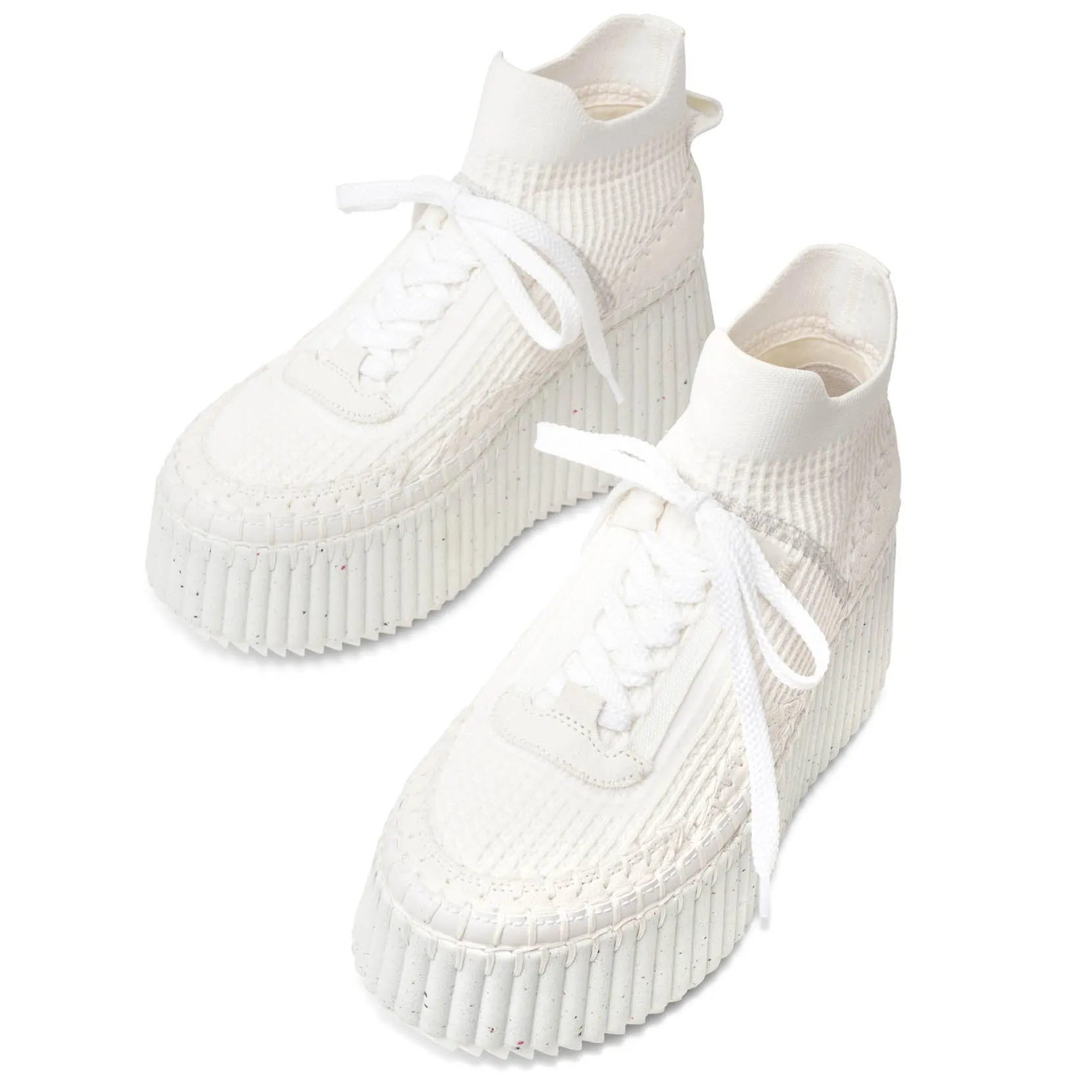 Nama platform white mesh sneakers