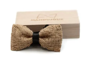 Natural Woven Jute bow tie - Mandujour Handmade