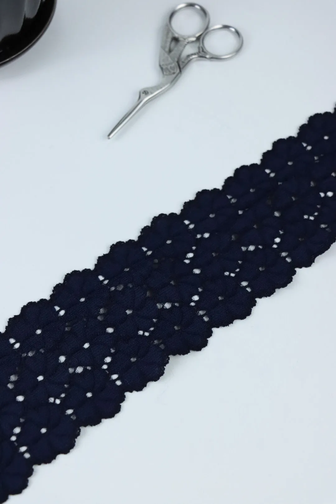 Navy 2.5" Wide Stretch Lace