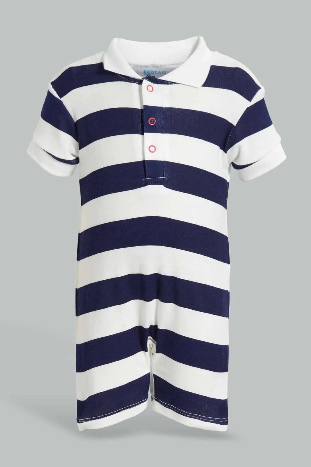 Navy And White Stripe Romper For Babies (Pack of 2)