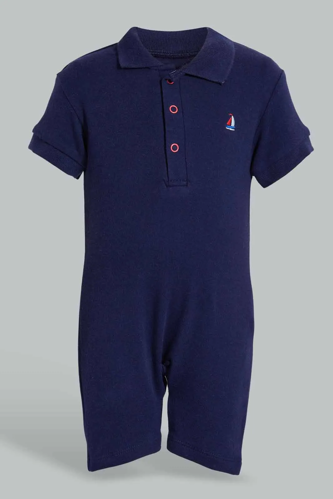 Navy And White Stripe Romper For Babies (Pack of 2)