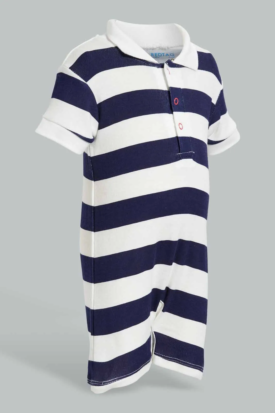 Navy And White Stripe Romper For Babies (Pack of 2)