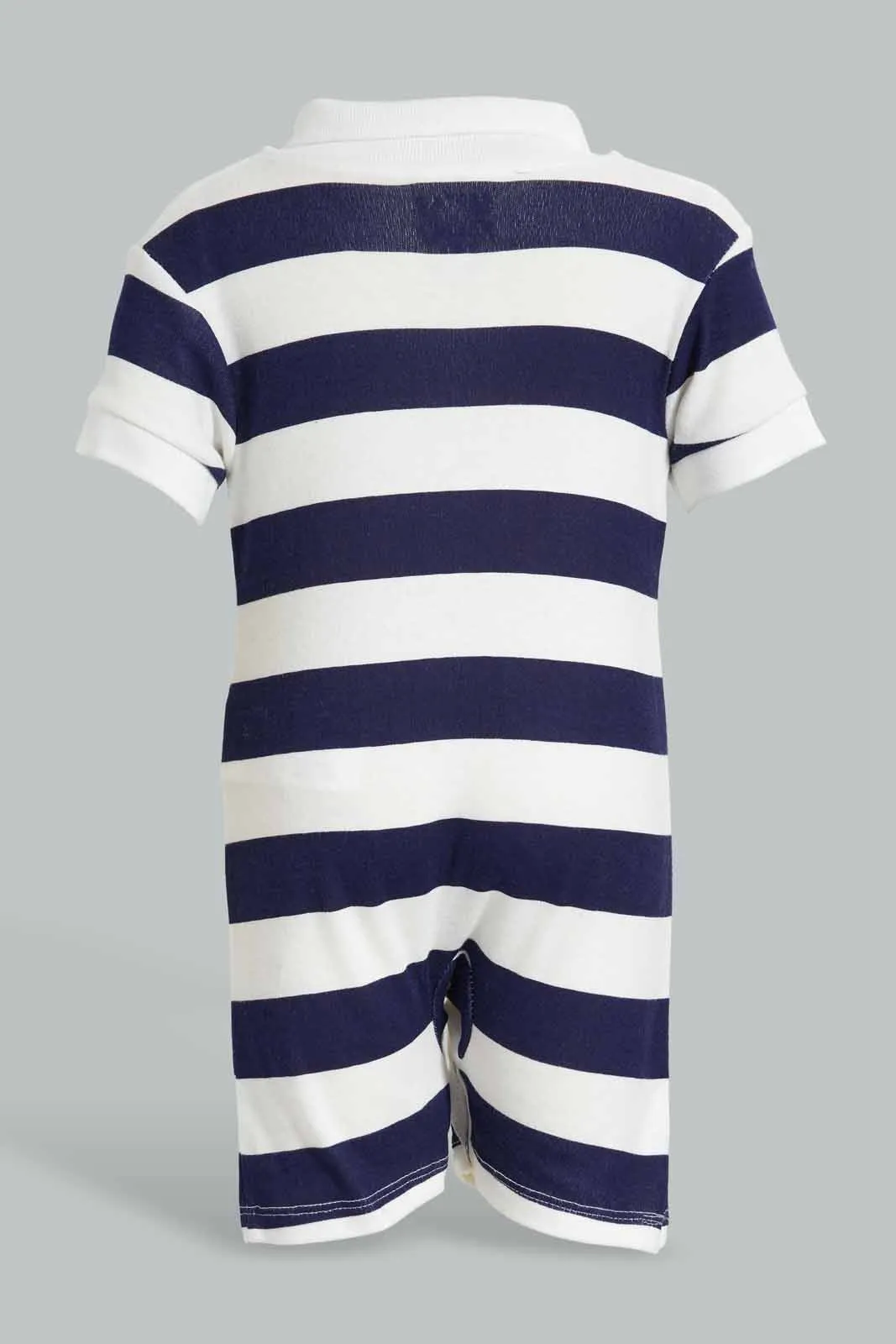 Navy And White Stripe Romper For Babies (Pack of 2)