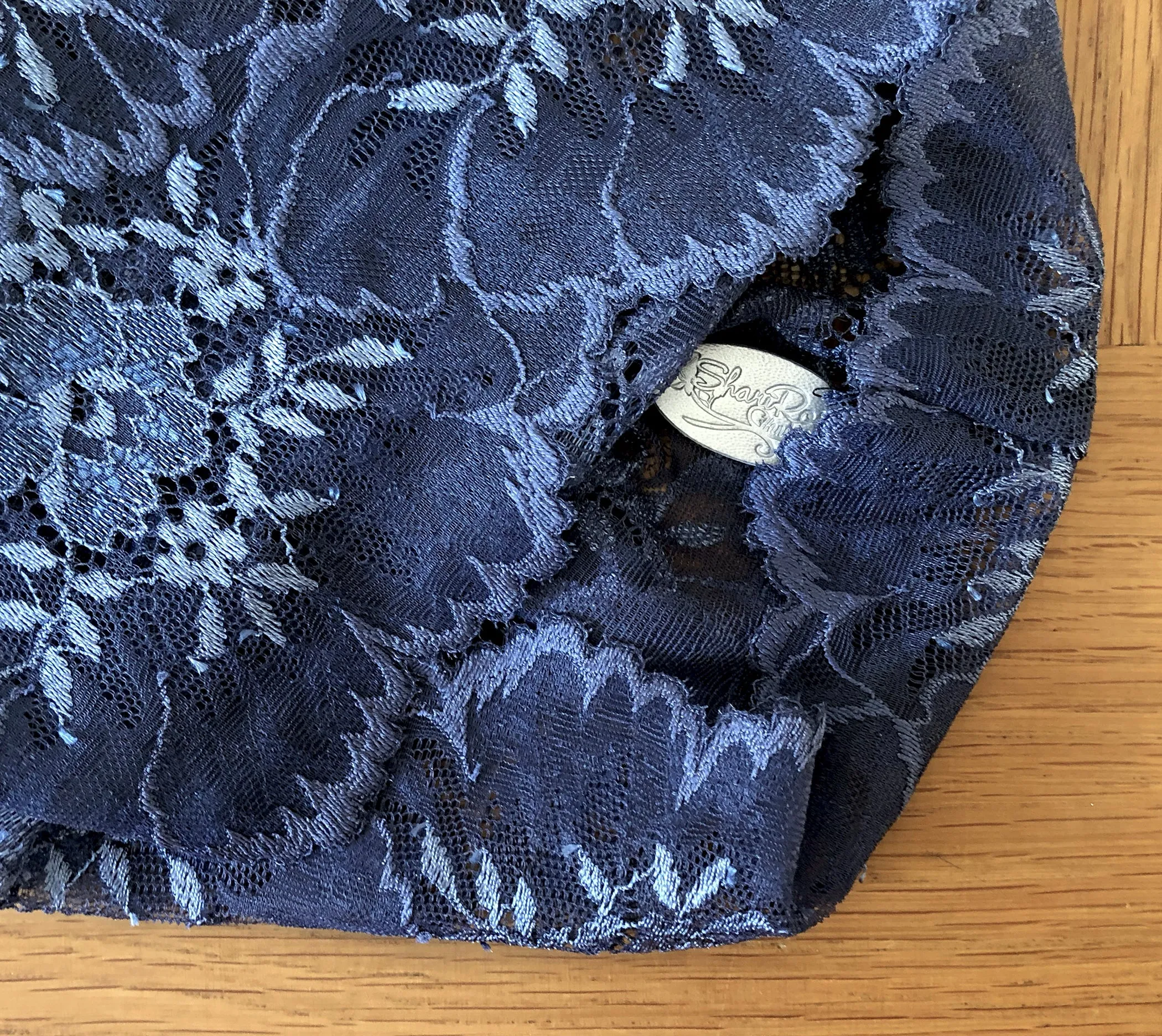 Navy blue floral lace headband