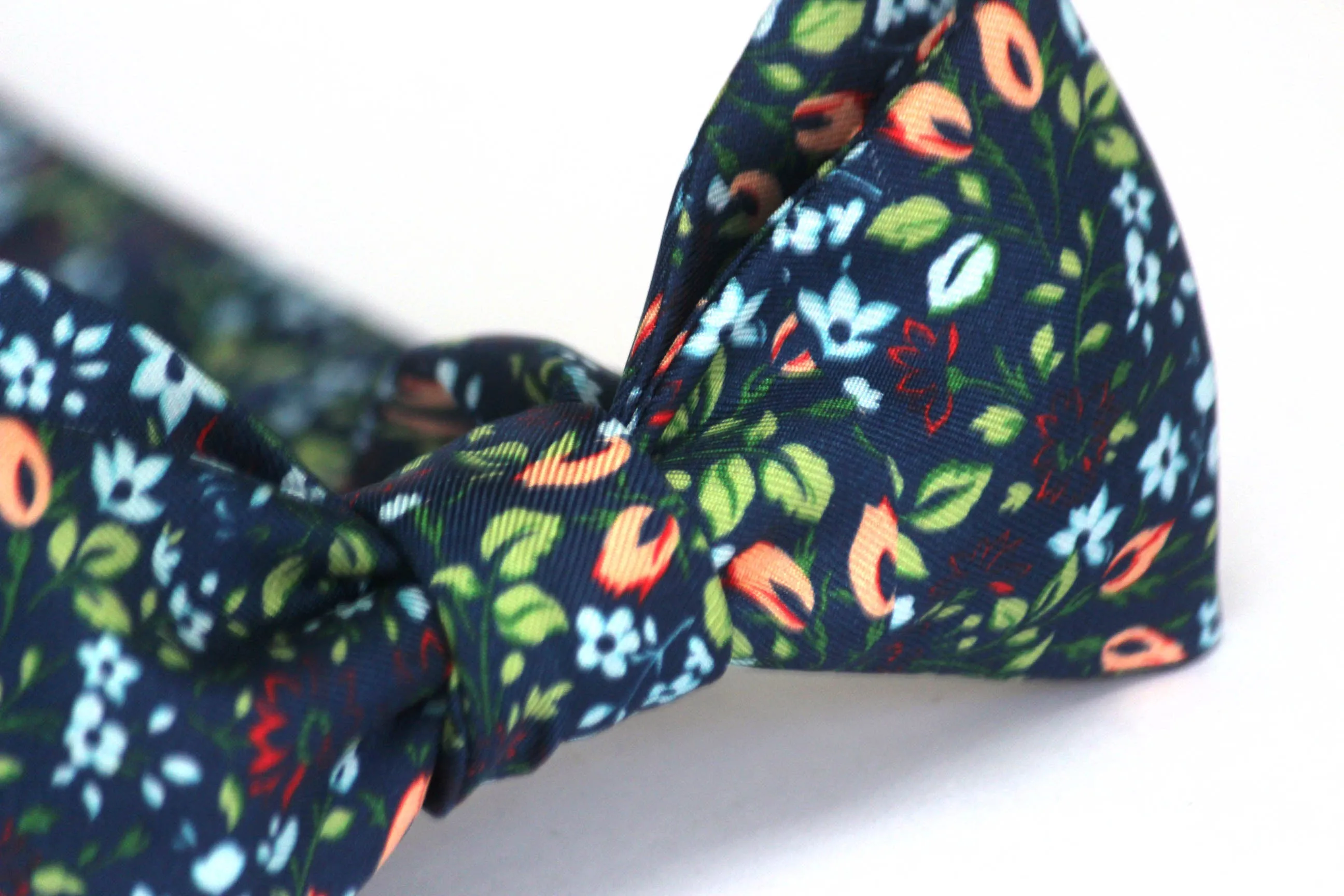 Navy Floral Silk Self-Tie Bow Tie