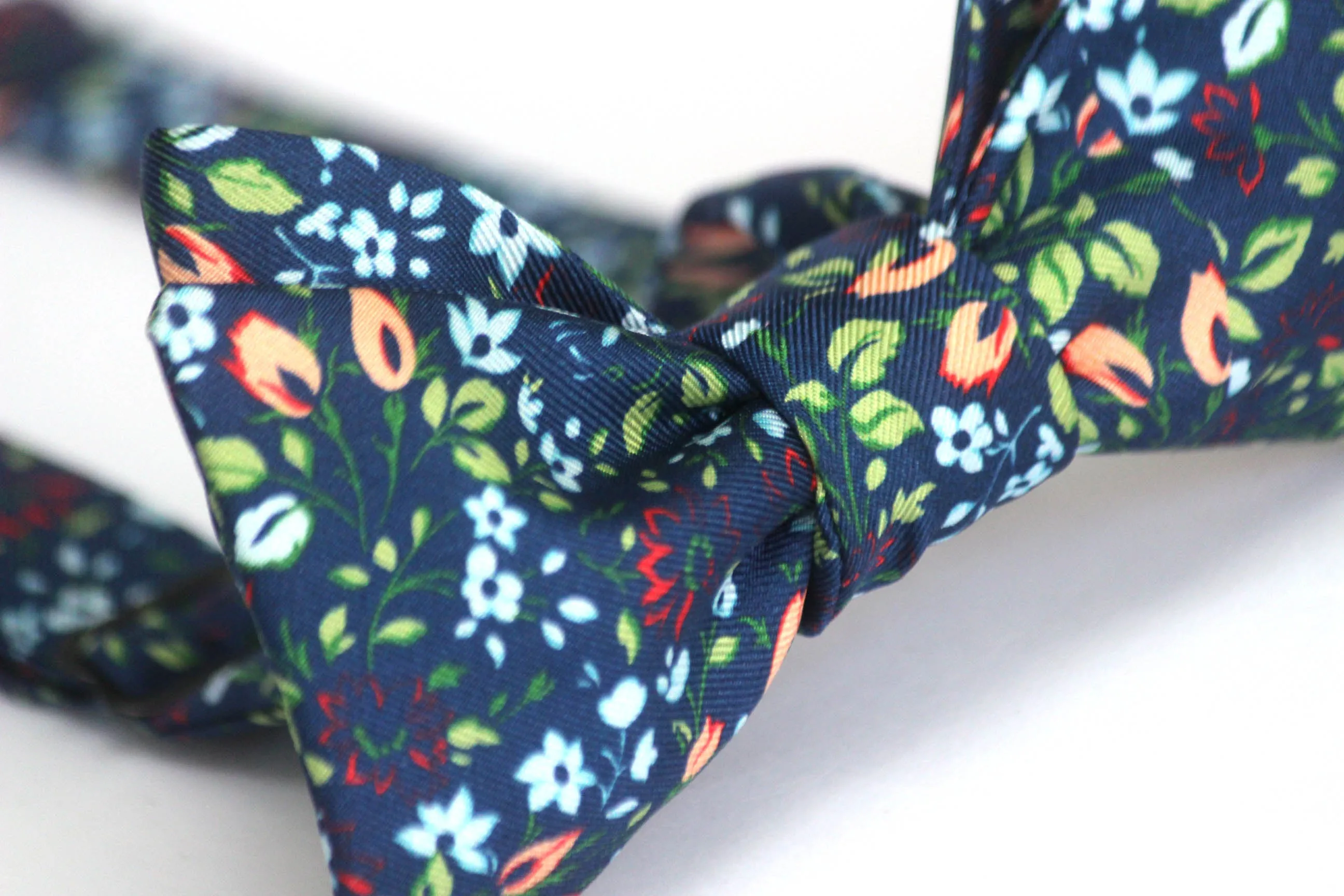 Navy Floral Silk Self-Tie Bow Tie